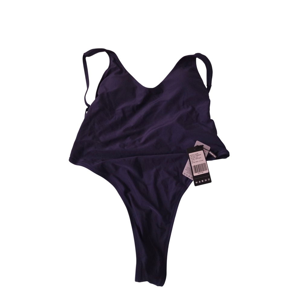 Pelliccia Navy Blue One‎ Piece Swimsuit High Cut V-Neck Monokini R2051-605 Large